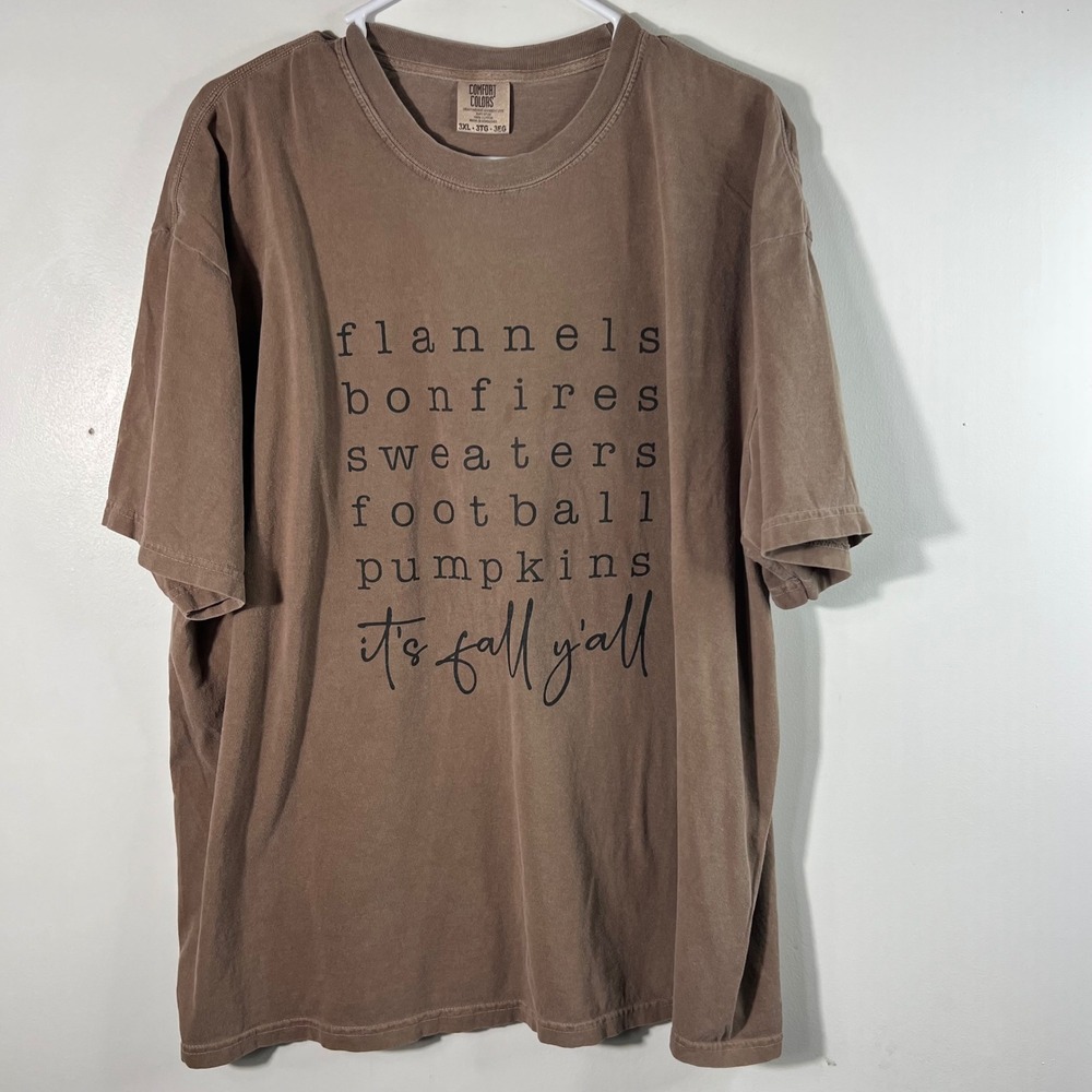 Comfort Colors Its Fall Yall Graphic T-Shirt Brown 3XL Womens Cotton Tee